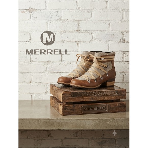Merrell Shoes - Merrell Chateau Mid Lace Polar Waterproof Boots Brown Leather Felt J004422  8